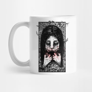 Horror Slit Mouthed (Black and White Version) Mug